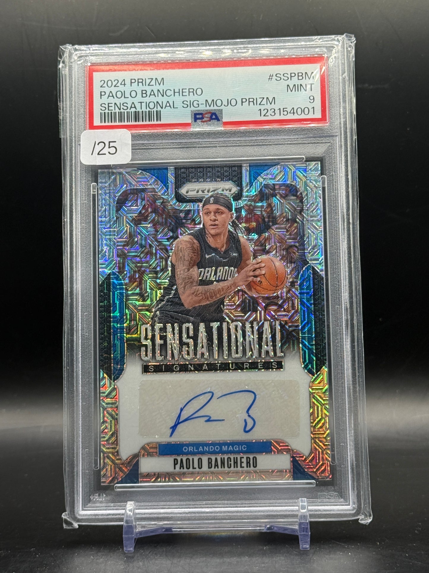 2024 Panini Prizm NBA Paolo Banchero Orlando Magic Sensational Mojo Auto 12/25 PSA 9 123154001