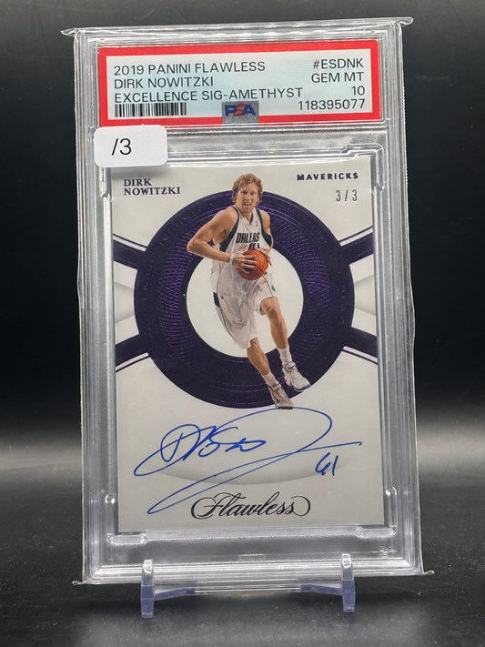 2019-20 Panini Flawless NBA Dirk Nowitzki Dallas Mavericks Amethyst Auto 3/3 PSA 10 118395077