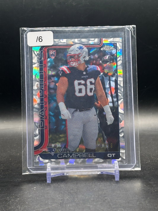 2025 Topps Chrome NFL Will Campbell New England Patriots First Day Issue 1/6