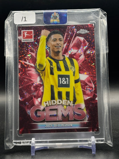 2025-26 Topps Chrome Sapphire Bundesliga Jude Bellingham Borussia Dortmund Padparadscha Hidden Gems 1/1