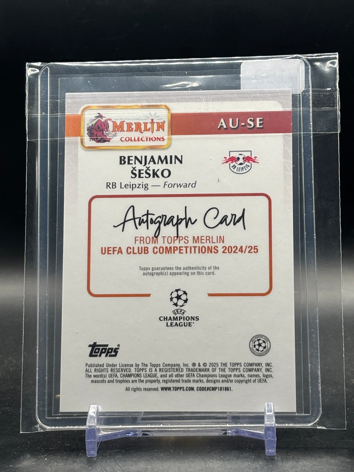2024-25 Topps Merlin UCC Benjamin Sesko RB Leipzig Blue Auto 126/150