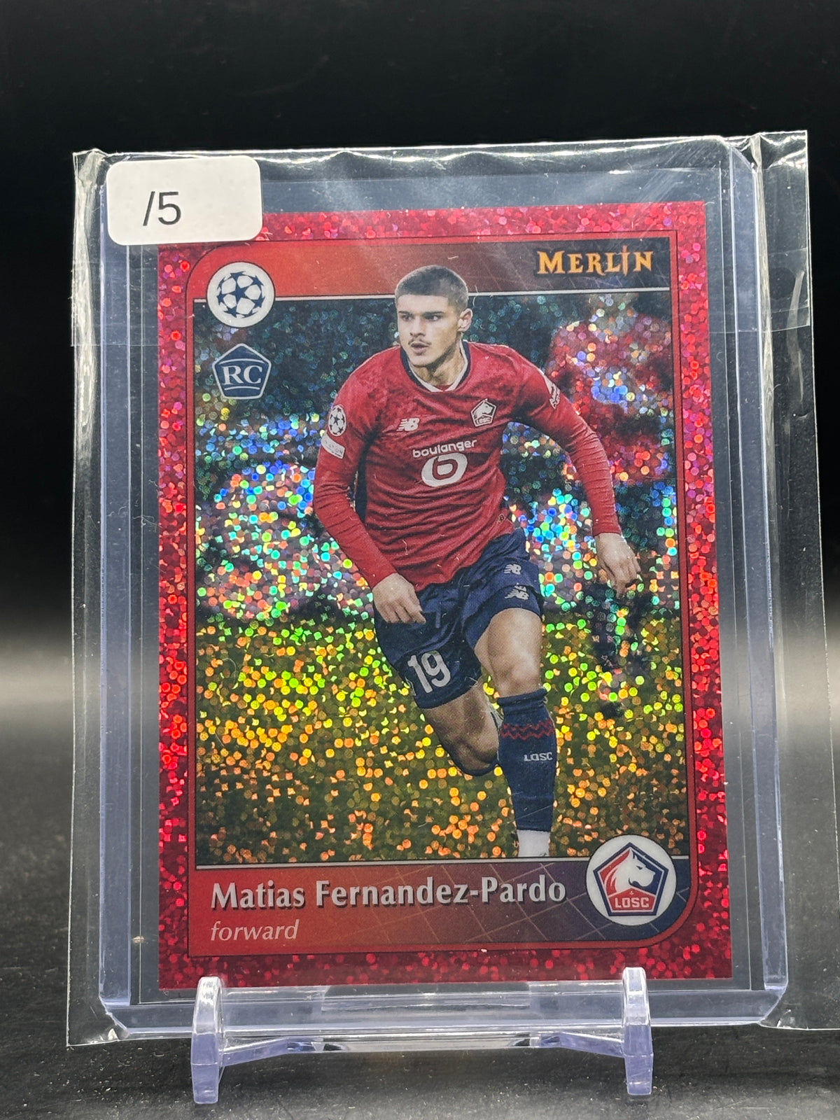 2024-25 Topps Merlin UCC Matias Fernandez-Pardo LOSC Lille Red Speckle 4/5