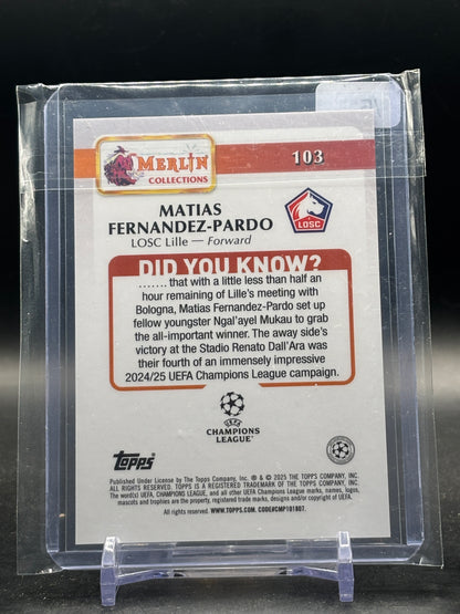 2024-25 Topps Merlin UCC Matias Fernandez-Pardo LOSC Lille Red Speckle 4/5