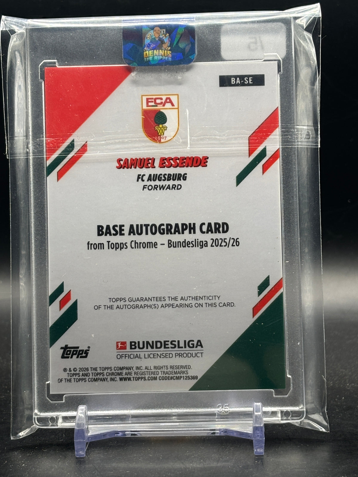 2025-26 Topps Chrome Bundesliga Samuel Essende FC Augsburg Red Geometric Auto 5/5