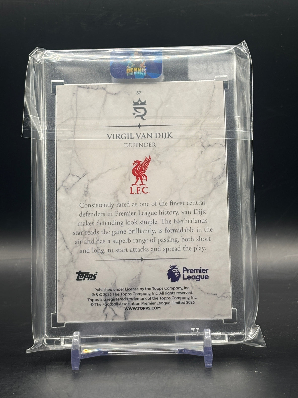 2025-26 Topps Royalty Premier League Virgil Van Dijk Liverpool FC Black 10/10