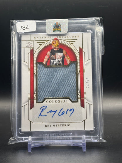 2024 Panini National Treasures WWE Rey Mysterio Colossal Mat Patch Auto 24/84
