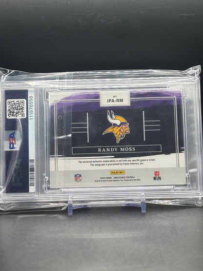 2023 Panini Impeccable NFL Randy Moss Minnesota Vikings Silver Patch Auto 15/25 PSA 9 111976558