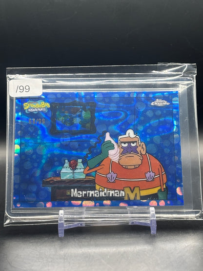 2025 Topps Chrome Spongebob 25th Anniversary Mermaidman Bubblefractor 68/99