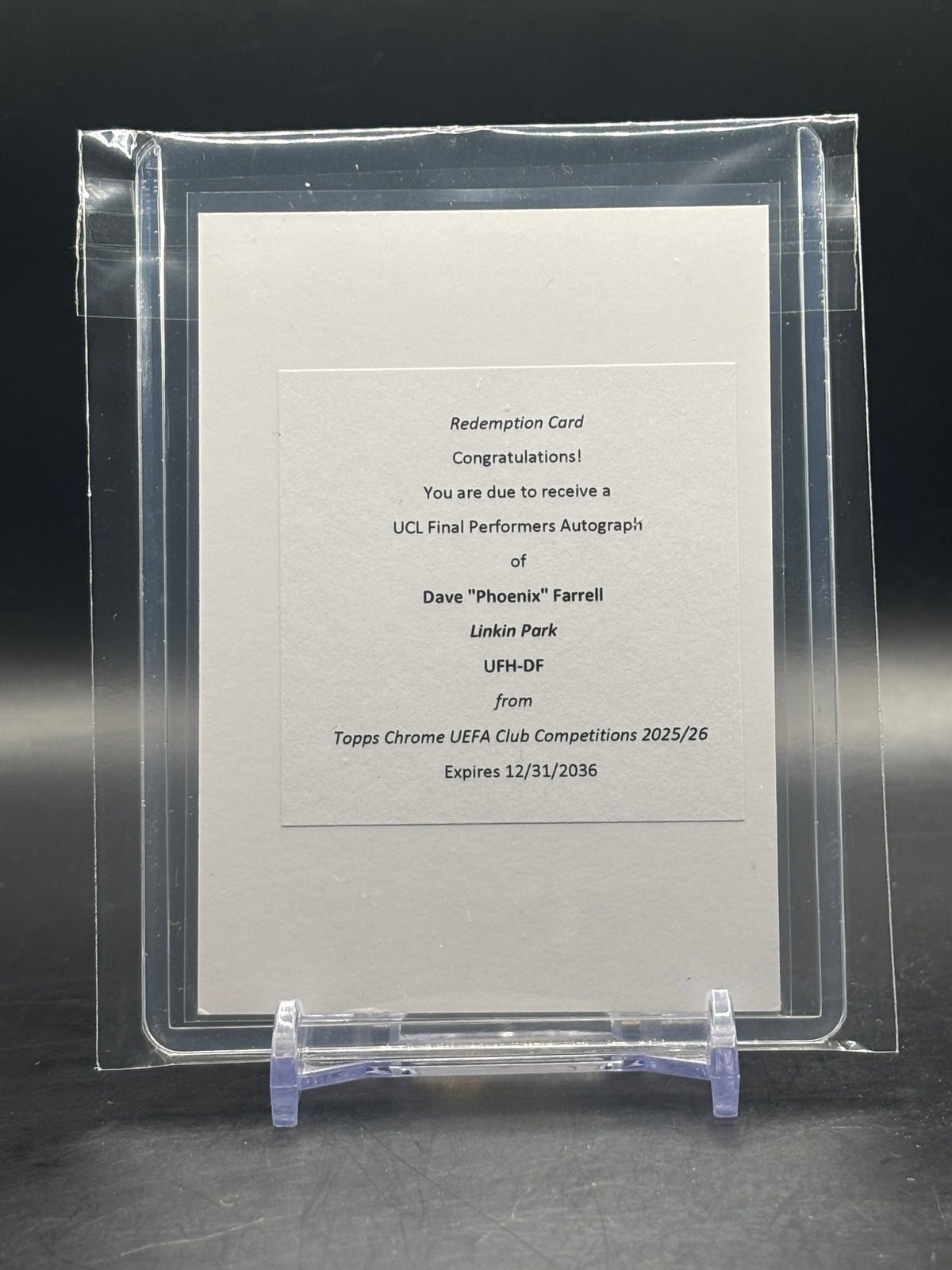 2025-26 Topps Chrome UCC Dave "Phoenix" Farrell Linkin Park Redemption