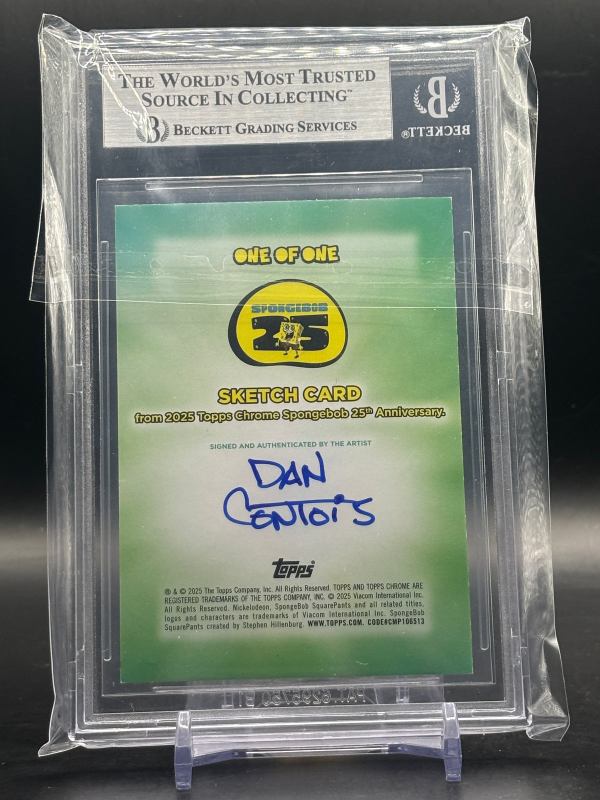 2025 Topps Chrome Spongebob 25th Anniversary Spongnbob Squarepants Daniel Contois Sketch Beckett 8 0019602189