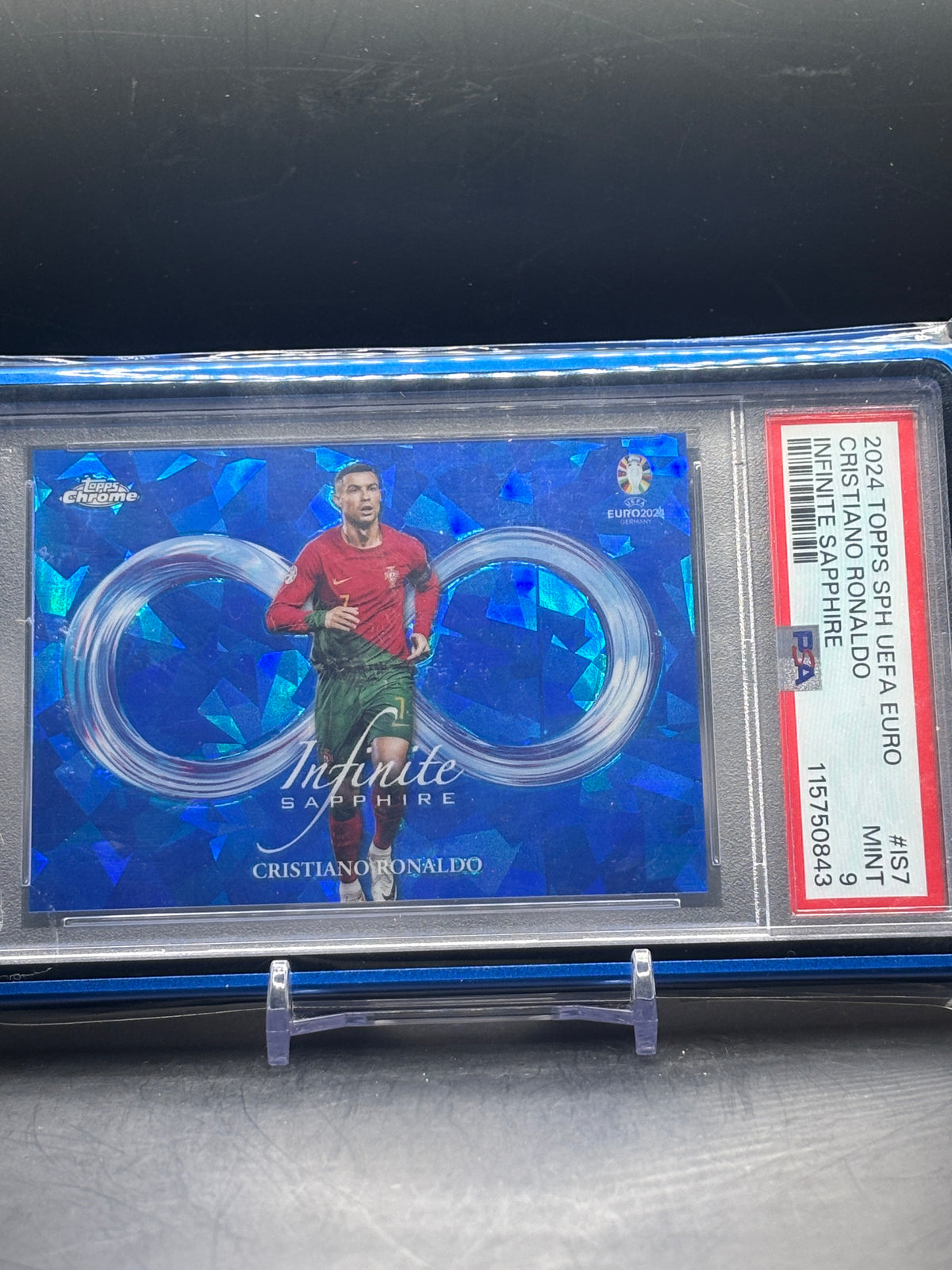 2024 Topps Chrome Sapphire Uefa Euro Cristiano Ronaldo Portugal Infinite Sapphire PSA 9 115750843