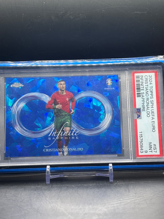 2024 Topps Chrome Sapphire Uefa Euro Cristiano Ronaldo Portugal Infinite Sapphire PSA 9 115750843