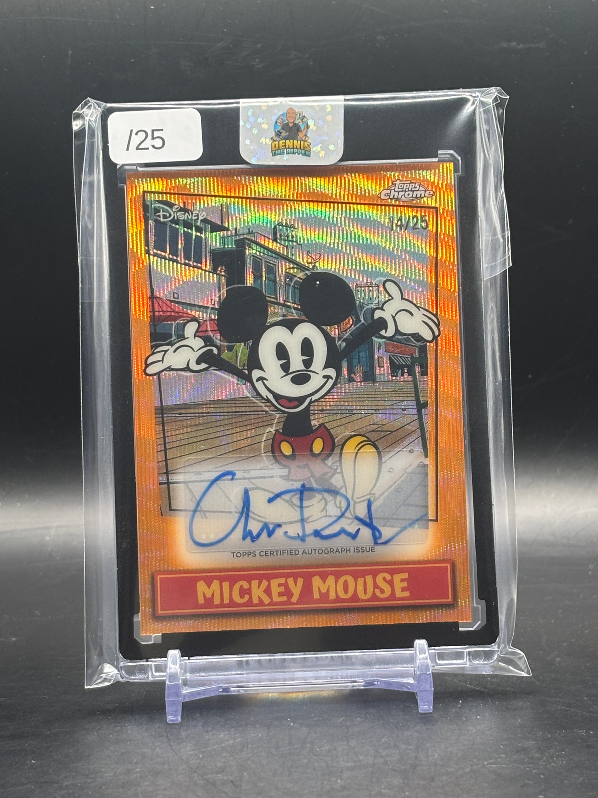 2026 Topps Neon Disney Mickey Mouse Chris Diamantopoulos Orange Wave Auto