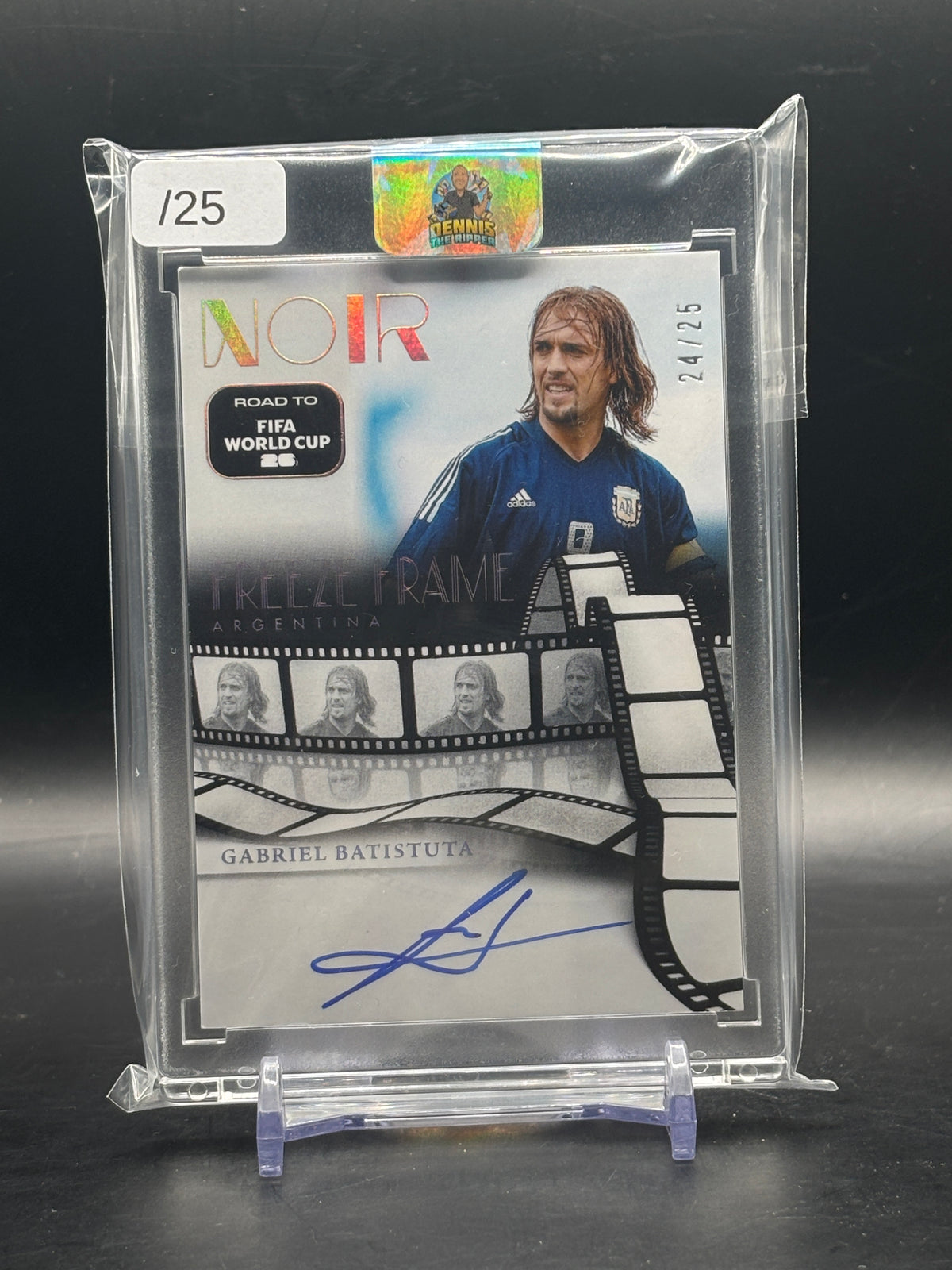 2025-26 Panini Noir Road To World Cup Gabriel Batistuta Argentina Silver Freeze Frame Auto 24/25