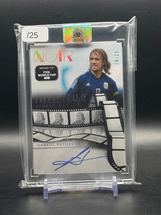 2025-26 Panini Noir Road To World Cup Gabriel Batistuta Argentina Silver Freeze Frame Auto 24/25