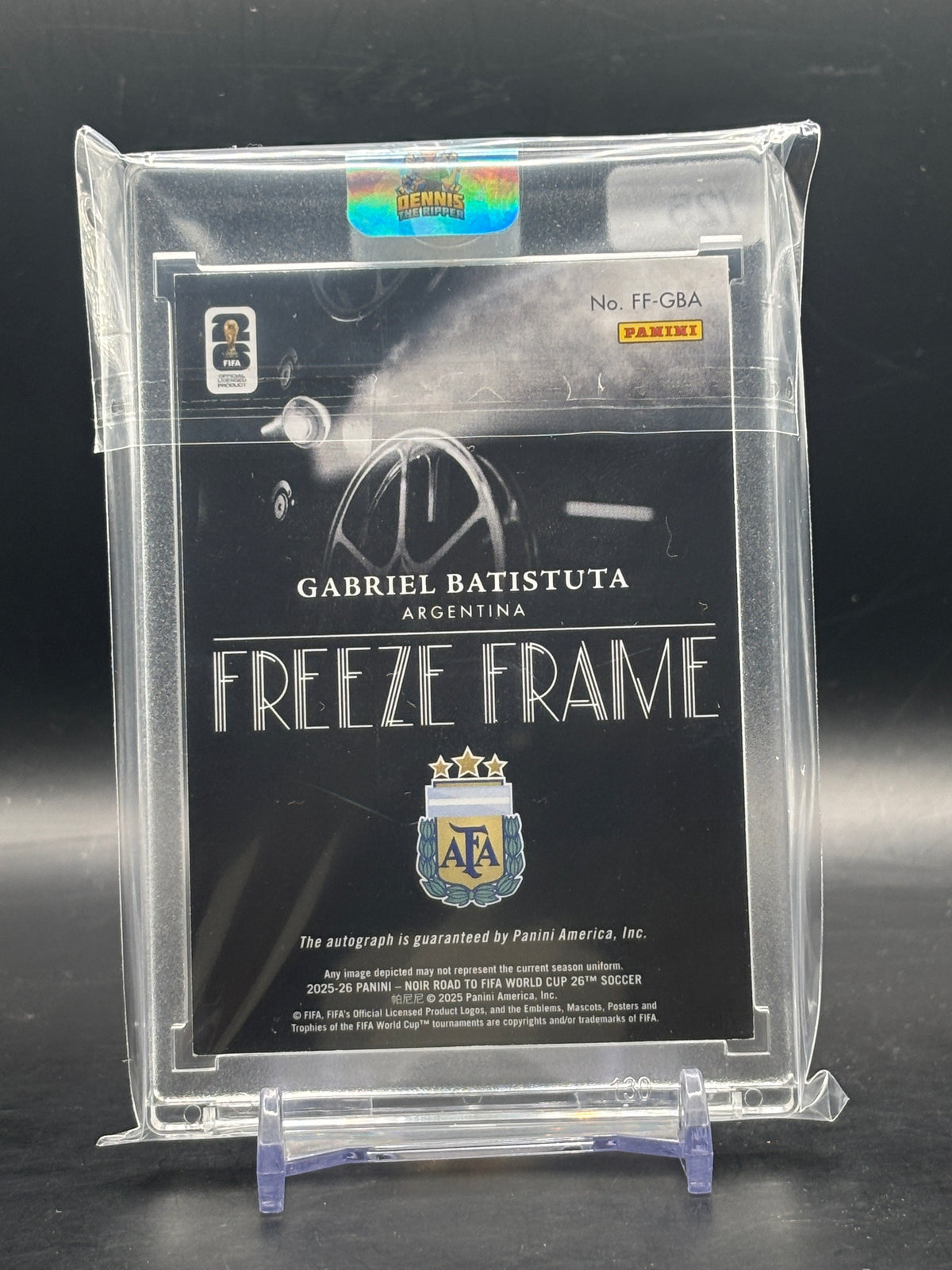 2025-26 Panini Noir Road To World Cup Gabriel Batistuta Argentina Silver Freeze Frame Auto 24/25