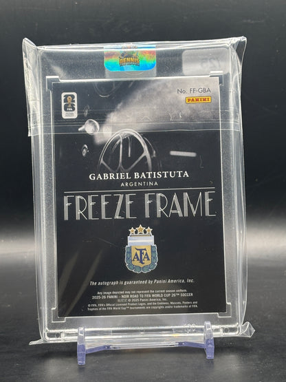 2025-26 Panini Noir Road To World Cup Gabriel Batistuta Argentina Silver Freeze Frame Auto 24/25