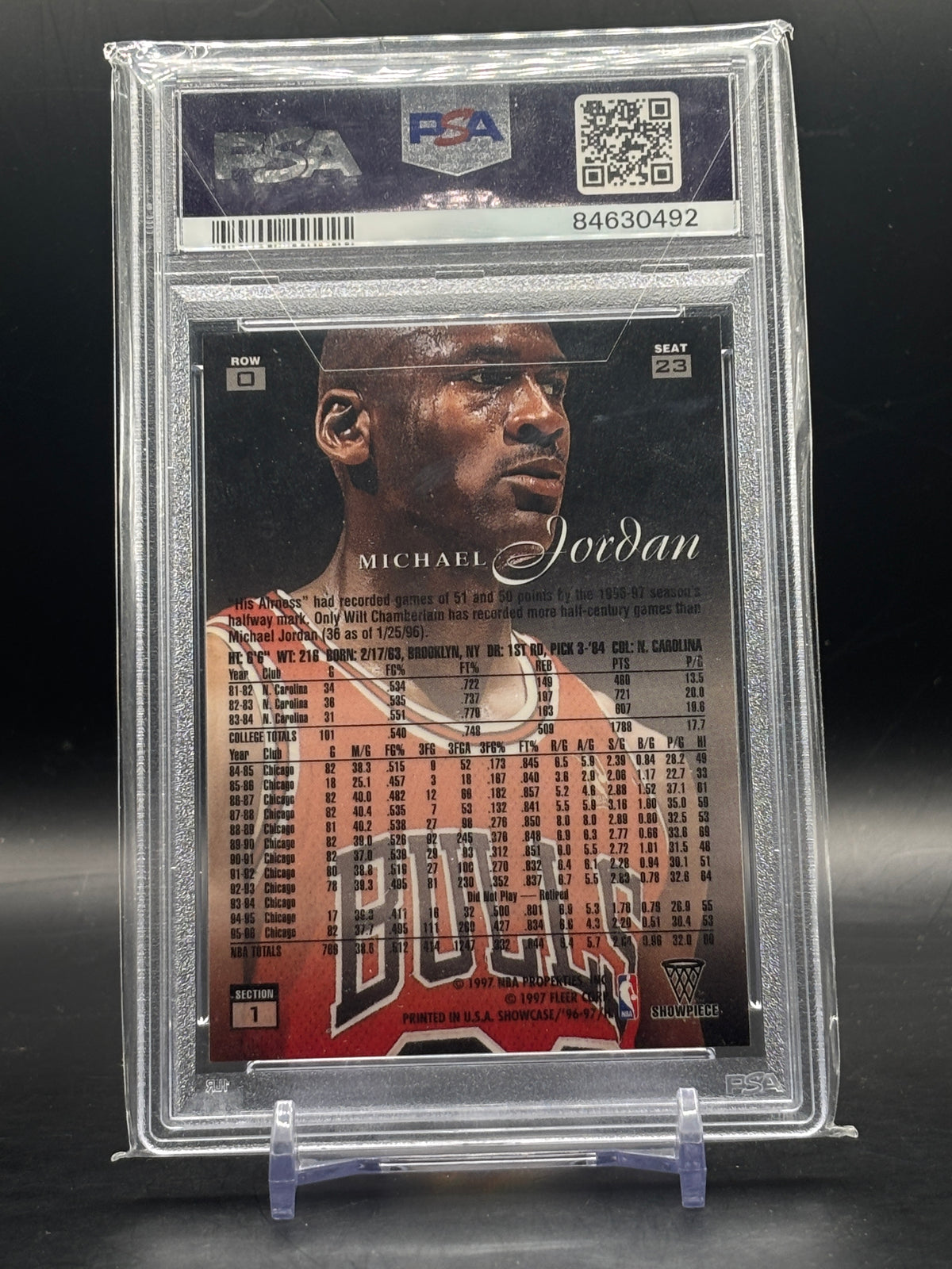 1996 Flair Showcase Michael Jordan Chicago Bulls Row 0 PSA 9 84630492
