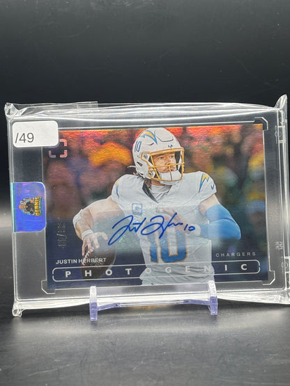 2024 Panini Photogenic NFL Justin Herbert Los Angeles Chargers Silver Auto 36/49