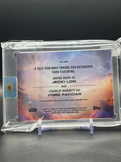 2025 Topps Chrome Sapphire Star Wars Jecki Lon Dafne Keen / Yord Fandar Charlie Barnett Green 3/5