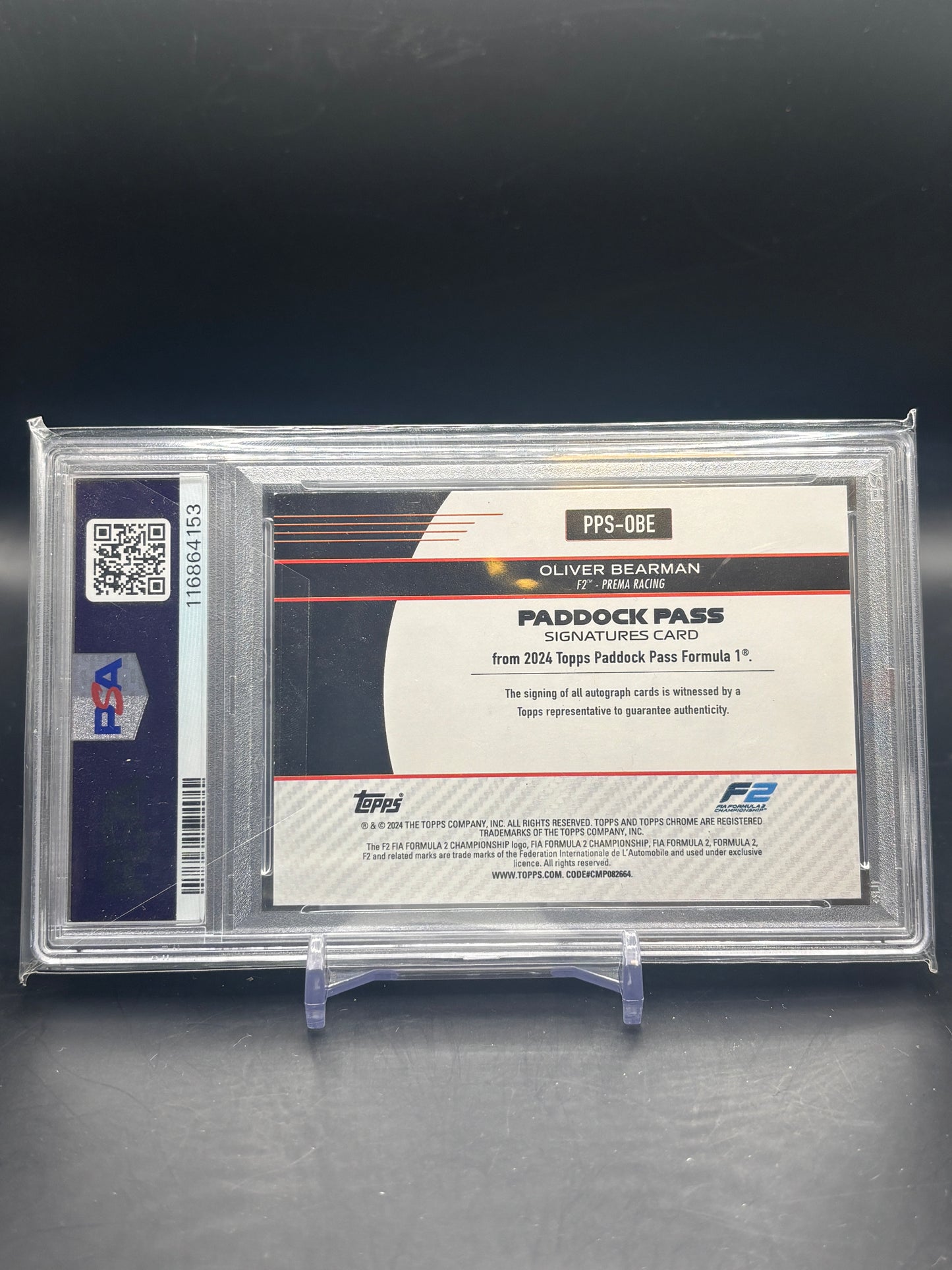 2024 Topps Paddock Pass F1 Oliver Bearman Green Pass Auto 2/2 PSA 8 116864153