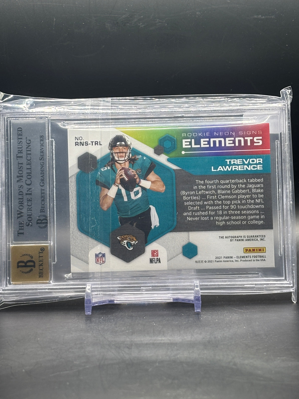 2021 Panini Elements NFL Trevor Lawrence Jacksonville Jaguars Orange Neon Auto 25/35 Beckett 8,5 0014951198