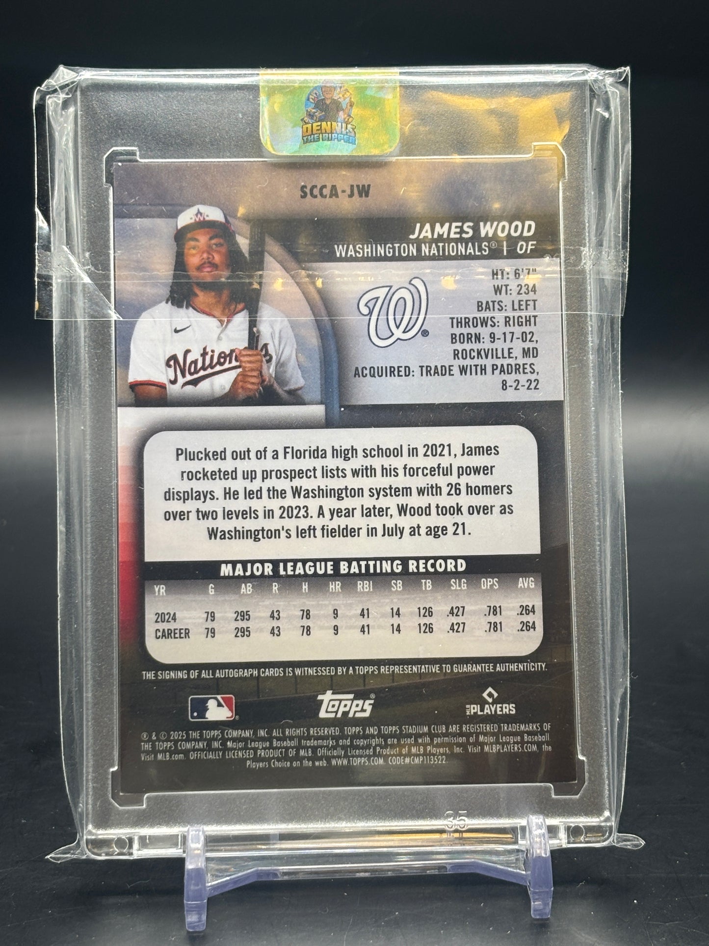 2025 Topps Stadium Club MLB James Wood Washington Nationals Gold Auto 40/50