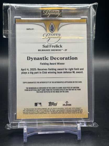 2025 Topps Dynasty MLB Sal Frelick Milwaukee Brewers Patch Auto 5/5