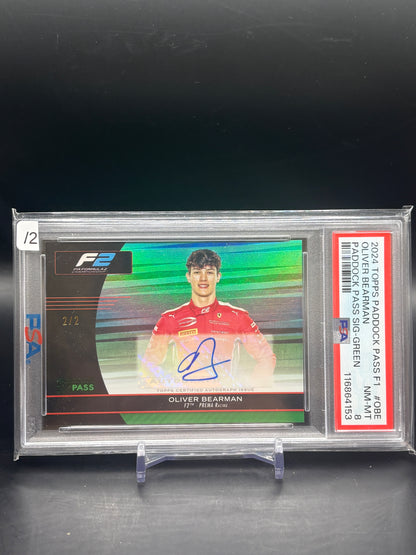 2024 Topps Paddock Pass F1 Oliver Bearman Green Pass Auto 2/2 PSA 8 116864153
