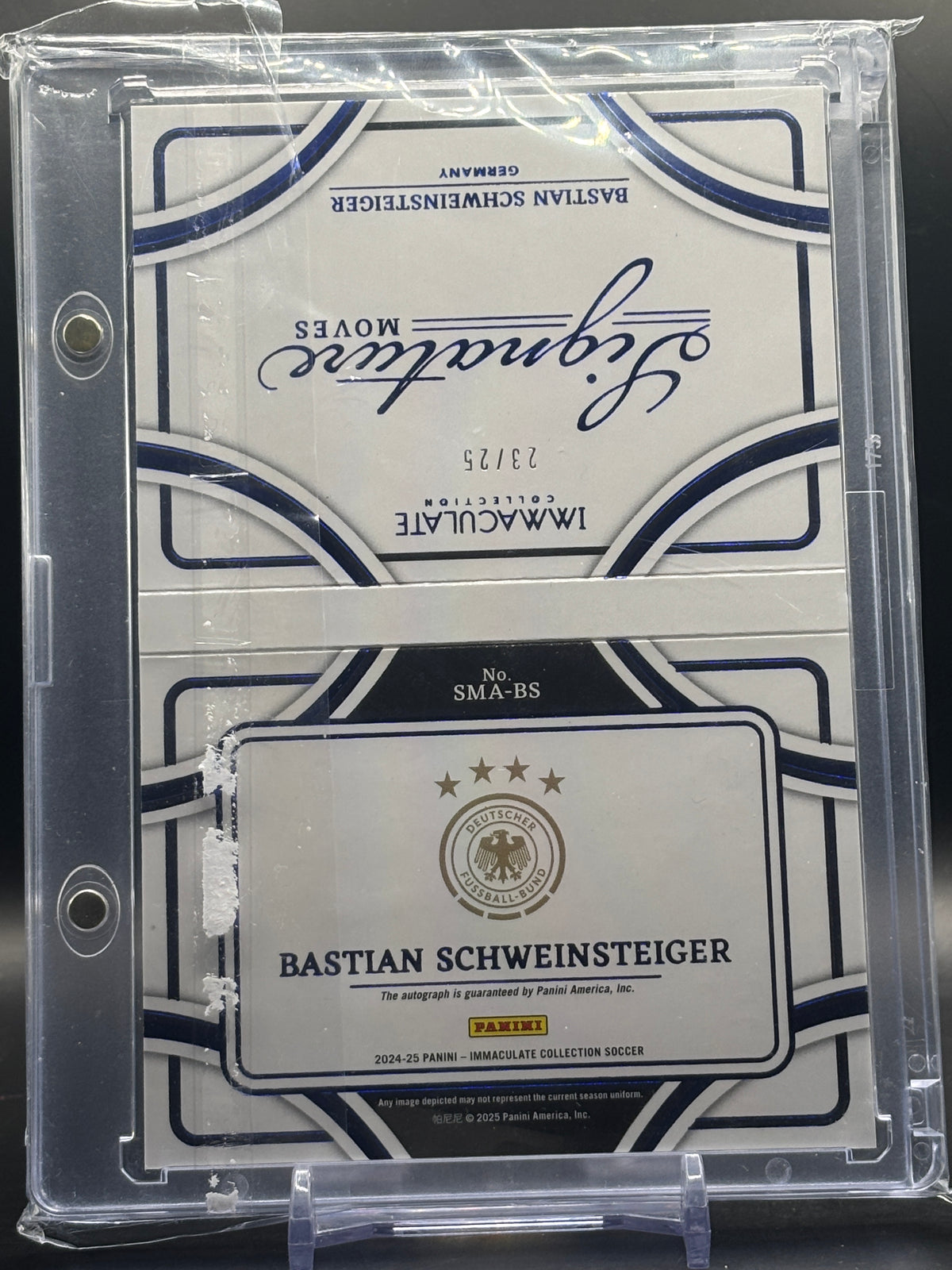 2024-25 Panini Immaculate Soccer Bastian Schweinsteiger Germany Sapphire Moves Booklets Auto 23/25