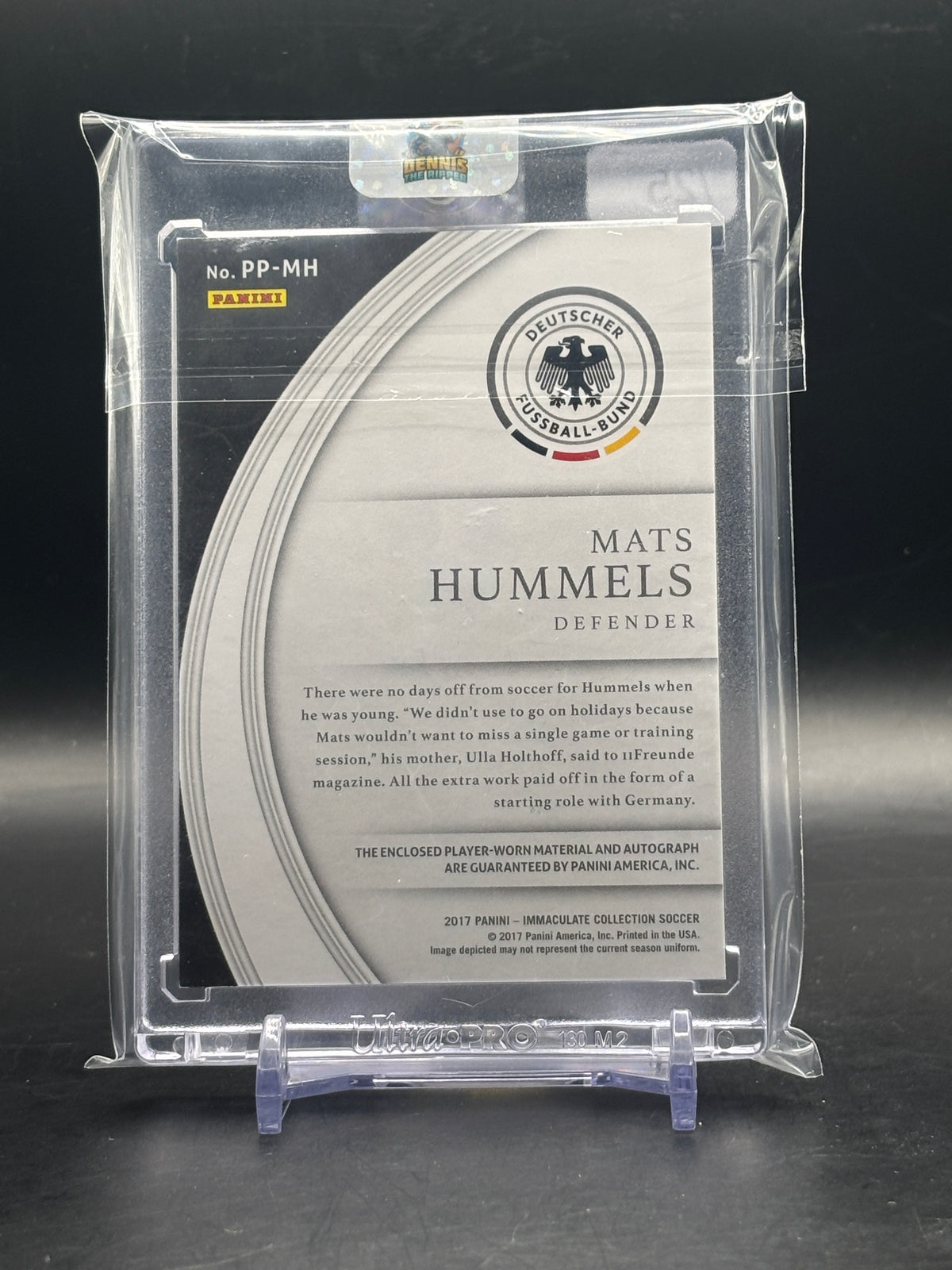 2017 Panini Immaculate Soccer Mats Hummels Germany Gold Patch Auto 08/25