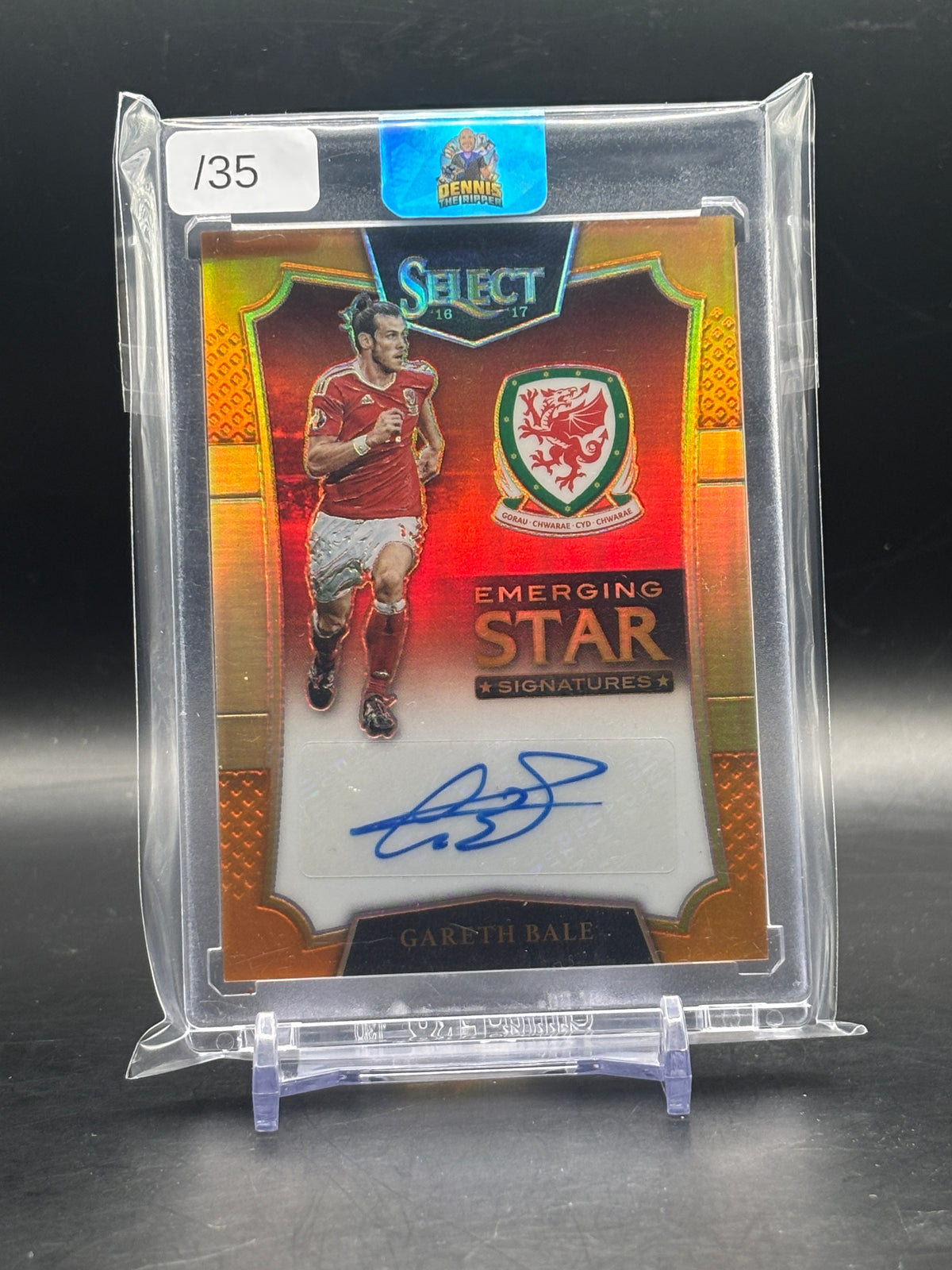 2016-17 Panini Select Soccer Gareth Bale Wales Orange Emerging Star Auto 24/35
