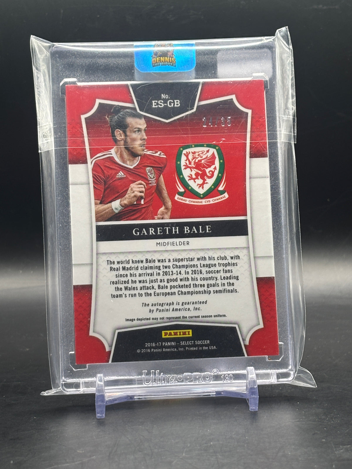 2016-17 Panini Select Soccer Gareth Bale Wales Orange Emerging Star Auto 24/35