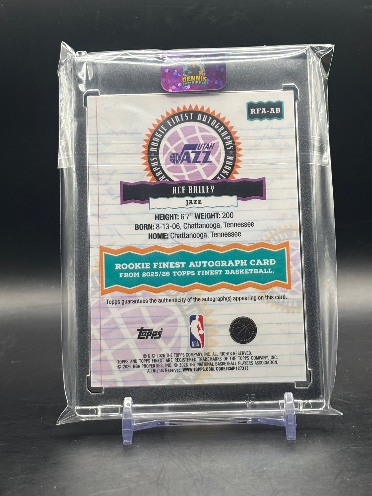 2025-26 Topps Finest NBA Ace Bailey Utah Jazz Auto