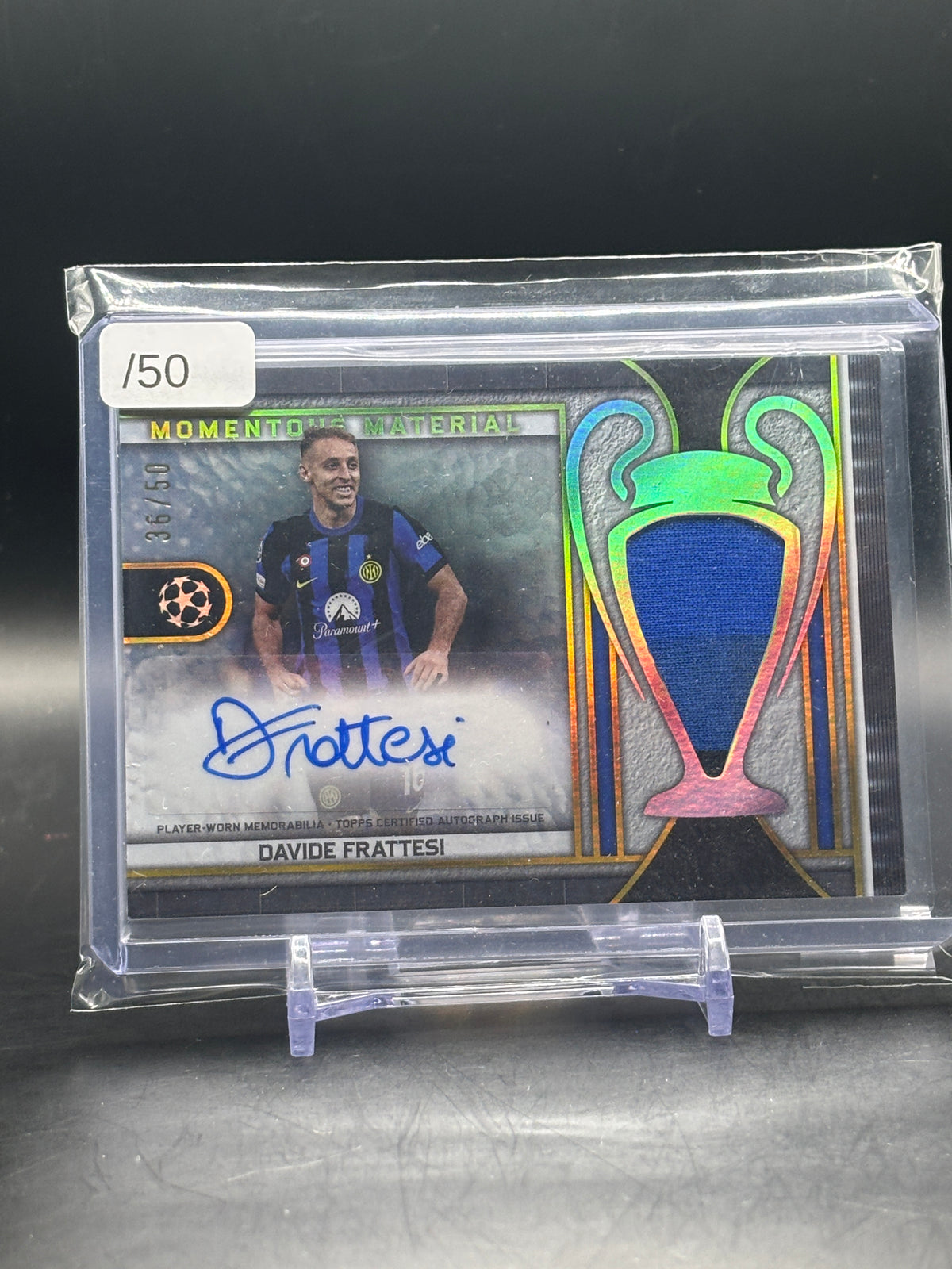 2023-24 Topps Museum Davide Frattesi FC Internazionale Milano Gold Momentus Material Patch Auto 36/50