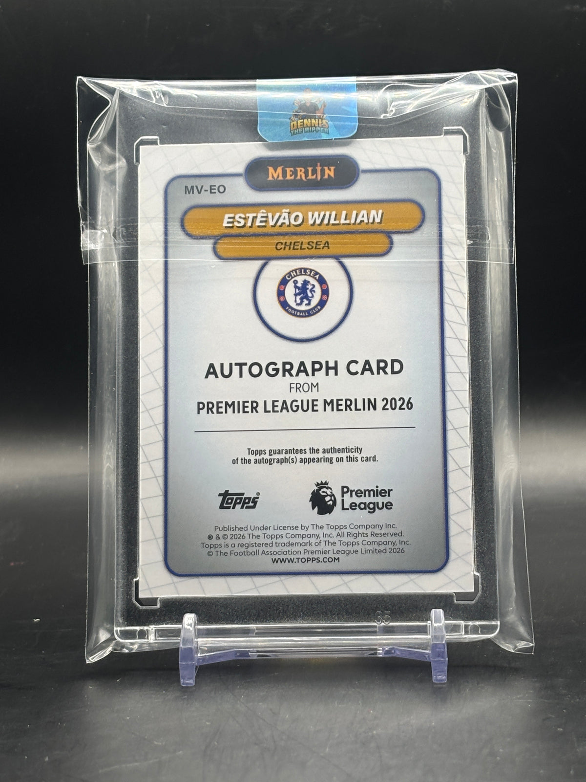 2025-26 Topps Merlin Premier League Estevao Williams Chelsea FC Orange Auto 04/25