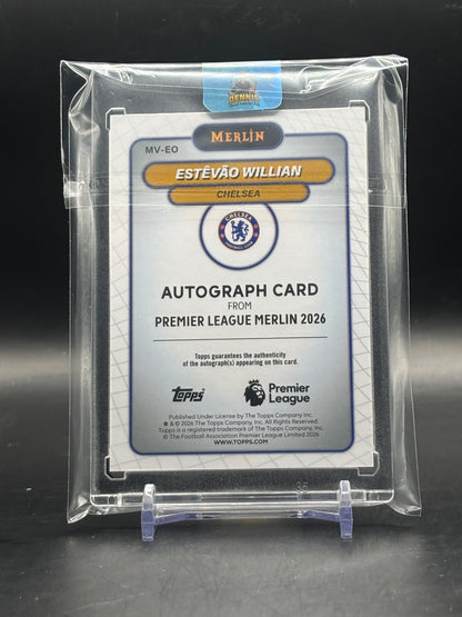 2025-26 Topps Merlin Premier League Estevao Williams Chelsea FC Orange Auto 04/25