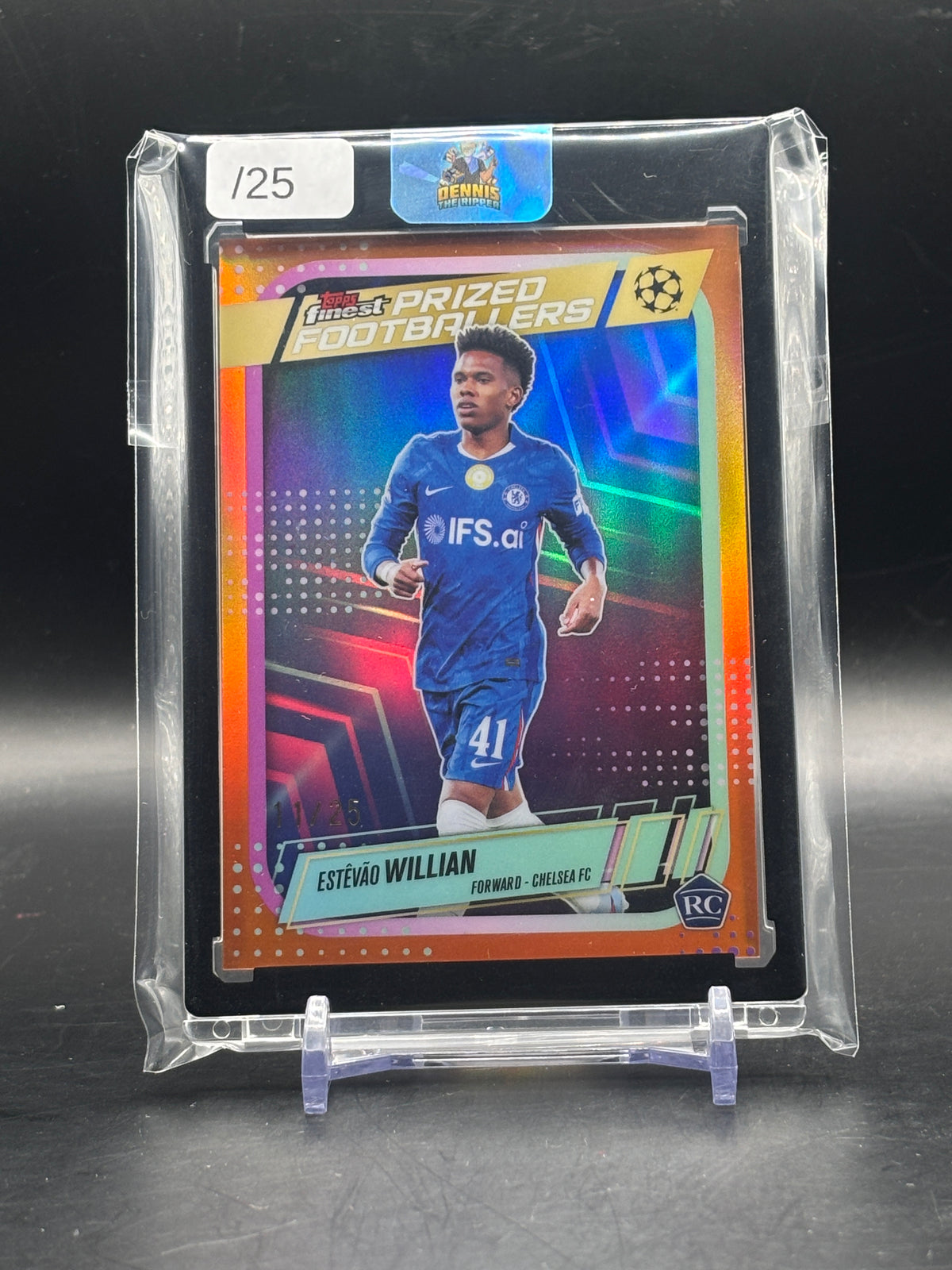 2025-26 Topps Finest UCC Estevao Williams Chelsea FC Orange Prized Footballers 11/25