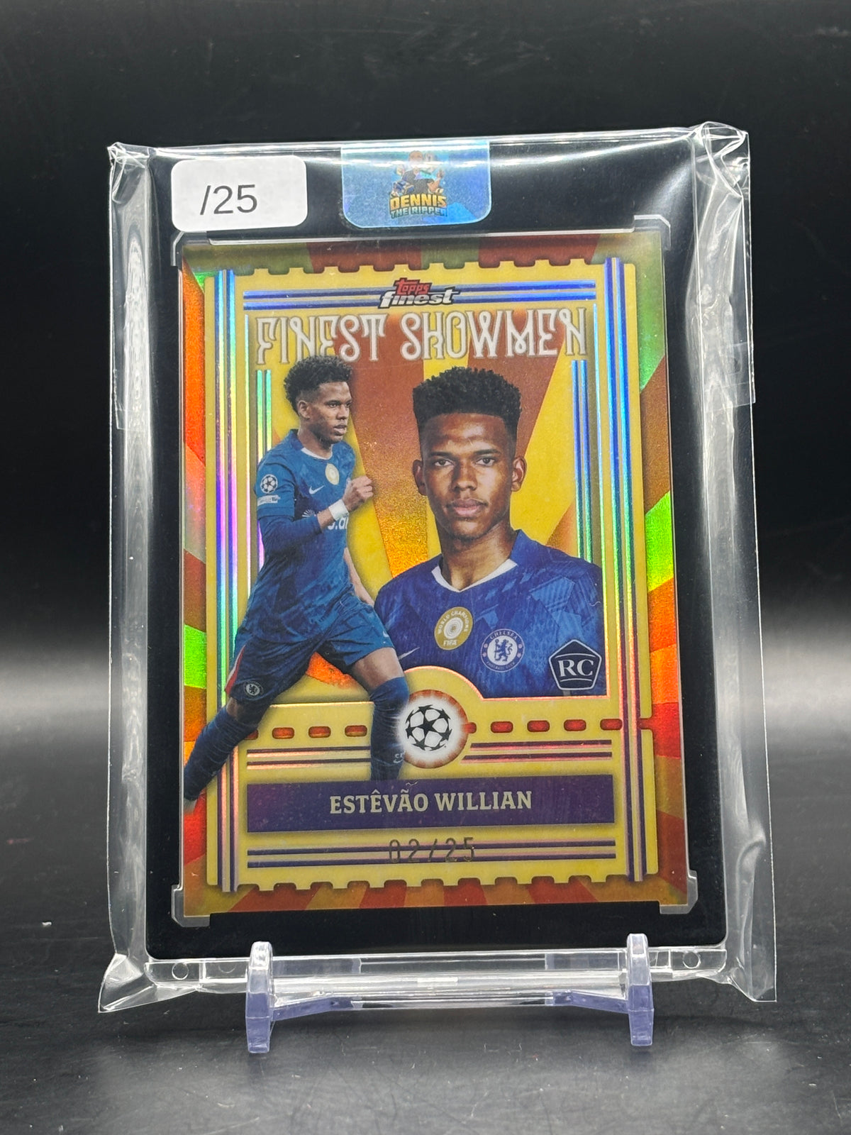 2025-26 Topps Finest UCC Estevao Williams Chelsea FC Orange Finest Showmen 02/25