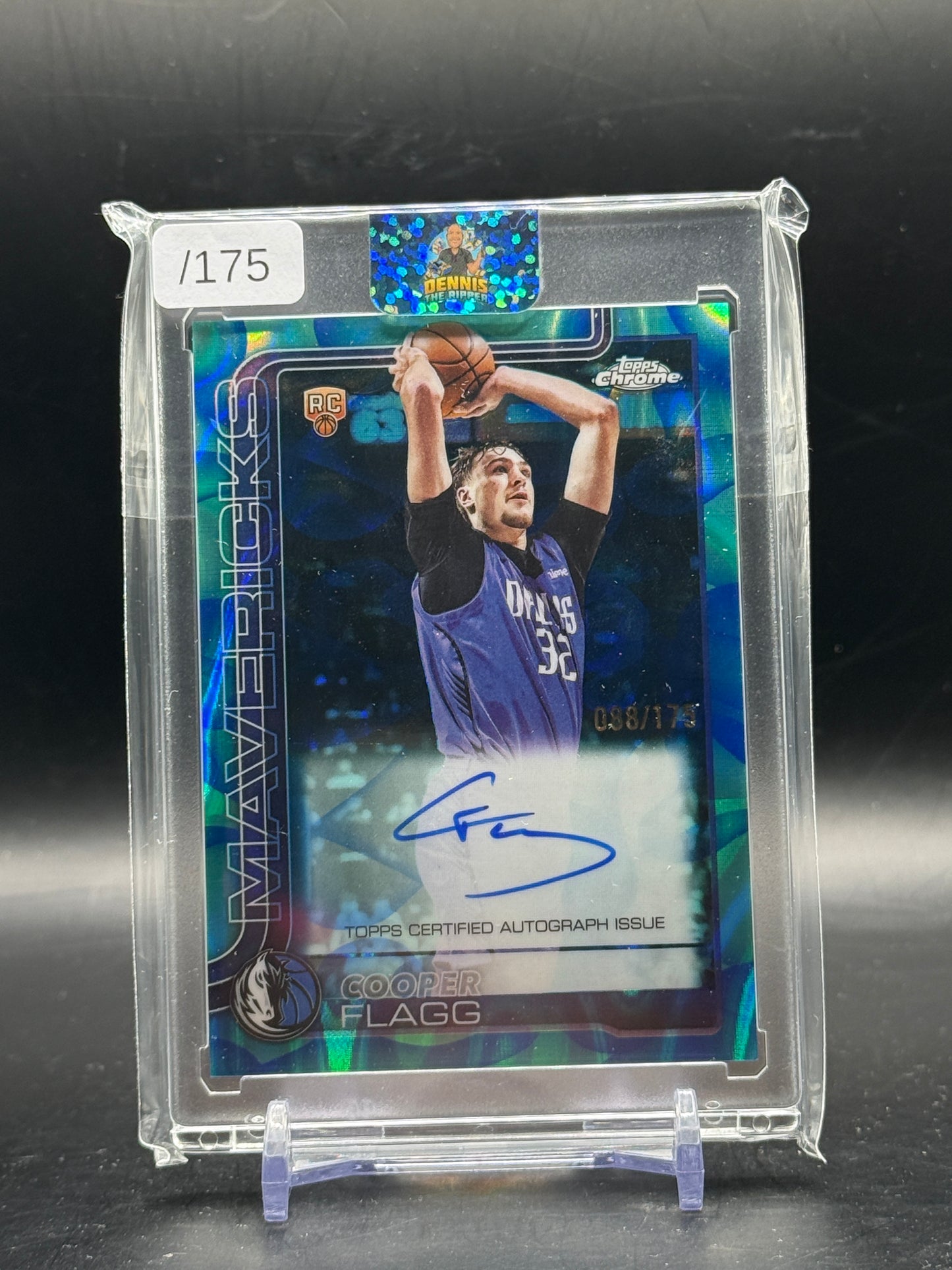 2025-26 Topps Chrome Update NBA Cooper Flagg Dallas Mavericks Lava Lamp Aqua Blue Auto 88/175