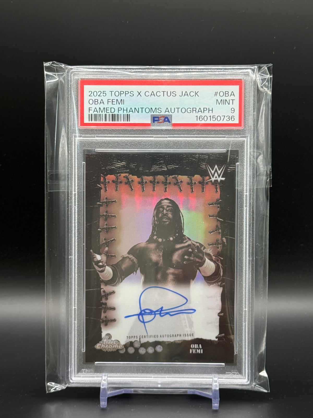 2025 Topps Chrome WWE x Cactus Jack Oba Femi Framed Phantoms Auto PSA 9 160150736