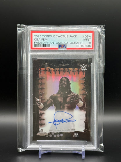2025 Topps Chrome WWE x Cactus Jack Oba Femi Framed Phantoms Auto PSA 9 160150736