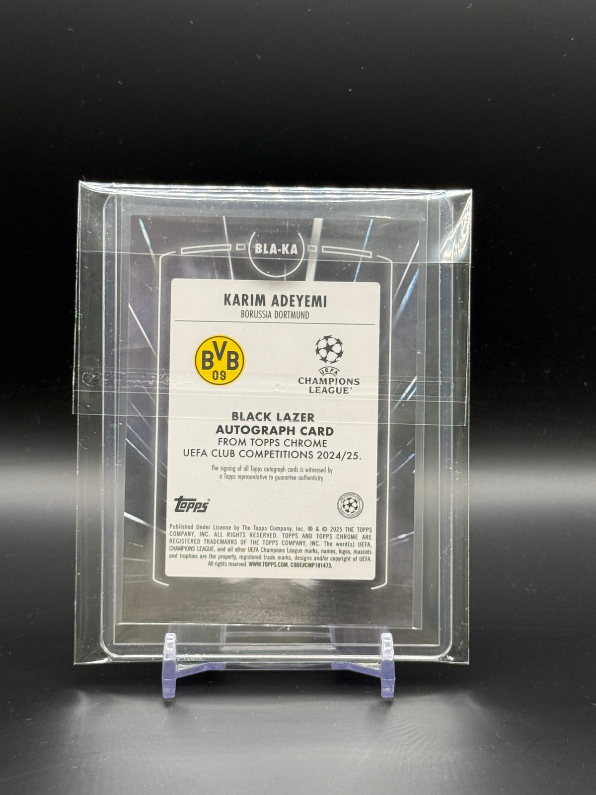2024-25 Panini Chrome UCC Karim Adeyemi Borussia Dortmund Black Lazer Auto
