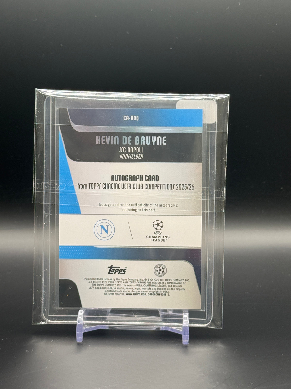 2025-26 Topps Chrome UCC Kevin De Bruyne SSC Napoli Purple Auto 29/75
