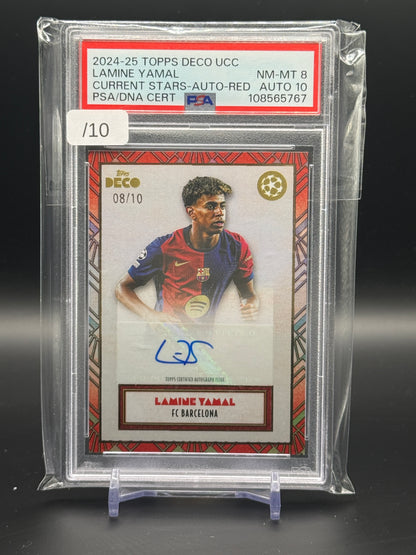 2024-25 Topps Deco UCC Lamine Yamal FC Barcelona Red Auto 08/10 PSA 8 Auto 10 108565767