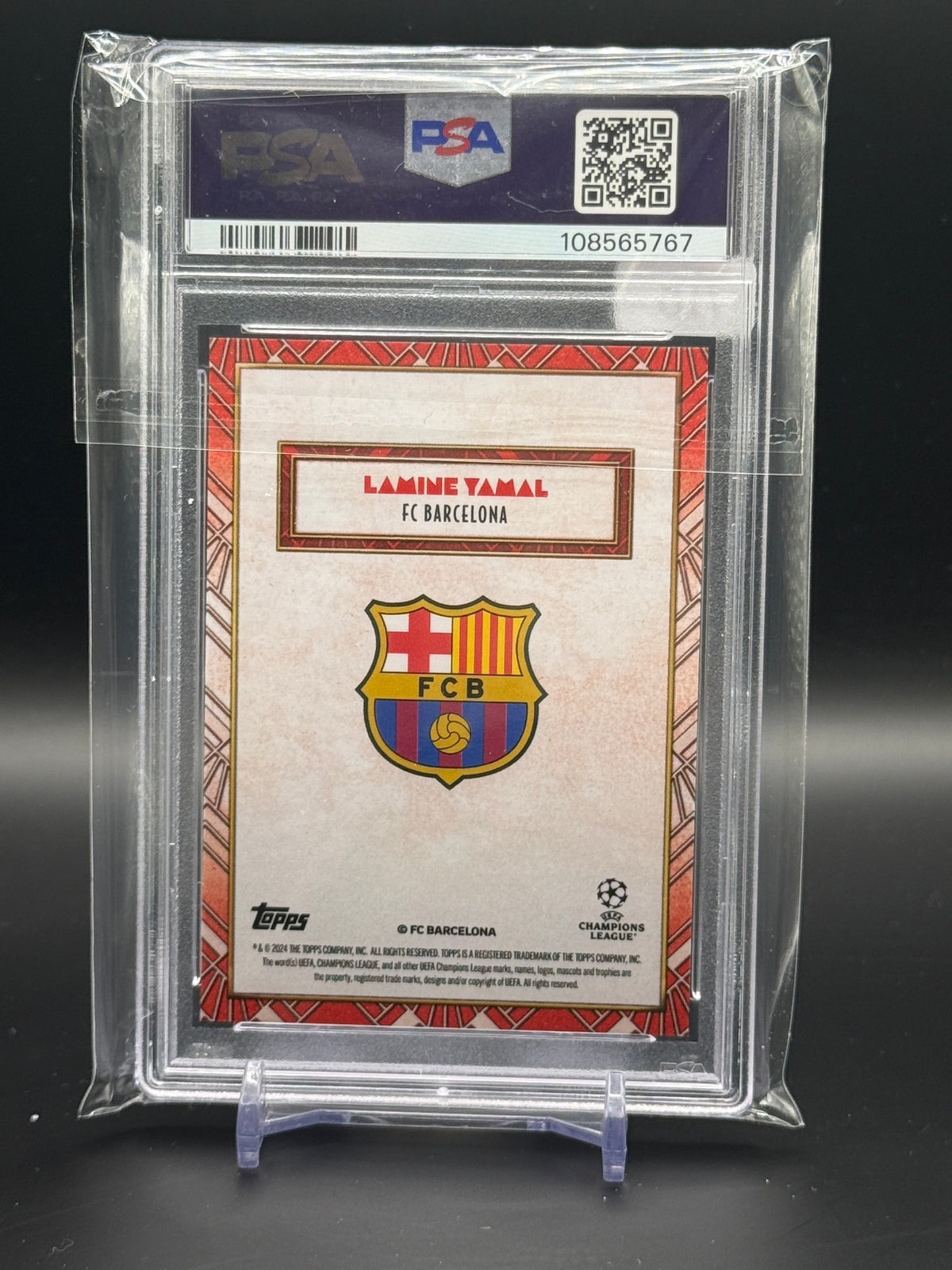 2024-25 Topps Deco UCC Lamine Yamal FC Barcelona Red Auto 08/10 PSA 8 Auto 10 108565767