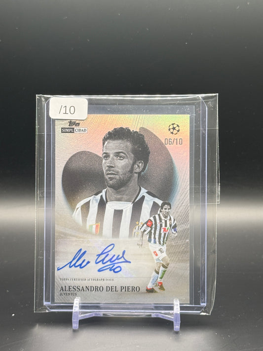 2025-26 Topps Simplicidad UCC Alessandro Del Piero Juventus Turin Black Auto 06/10