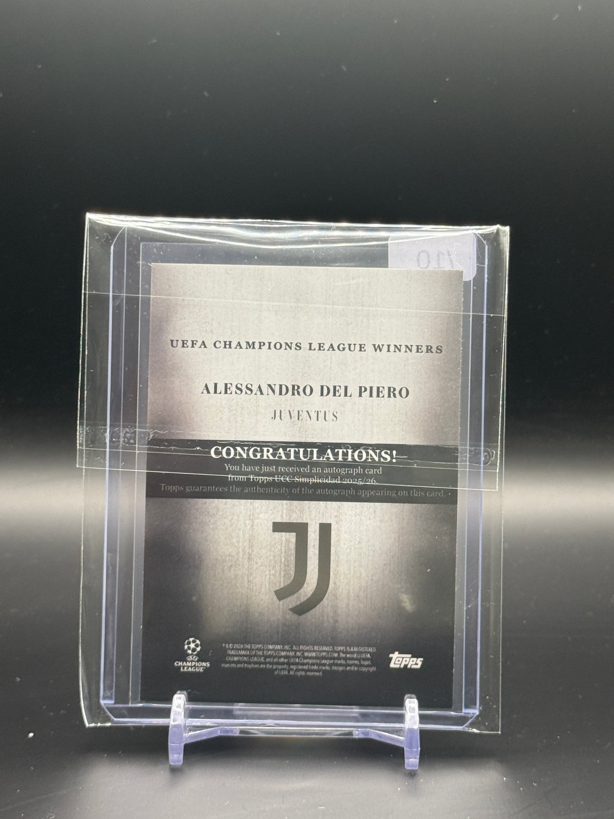 2025-26 Topps Simplicidad UCC Alessandro Del Piero Juventus Turin Black Auto 06/10