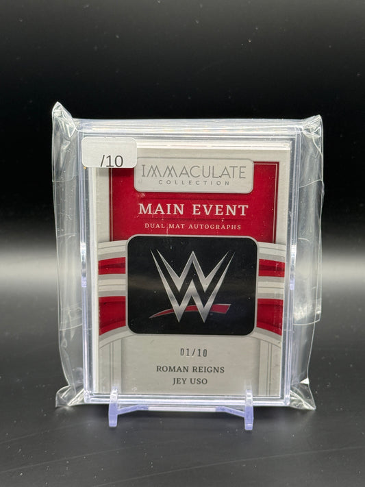 2023 Panini Immaculate WWE Roman Reigns / Jey Uso Main Event Patch Auto 1/10