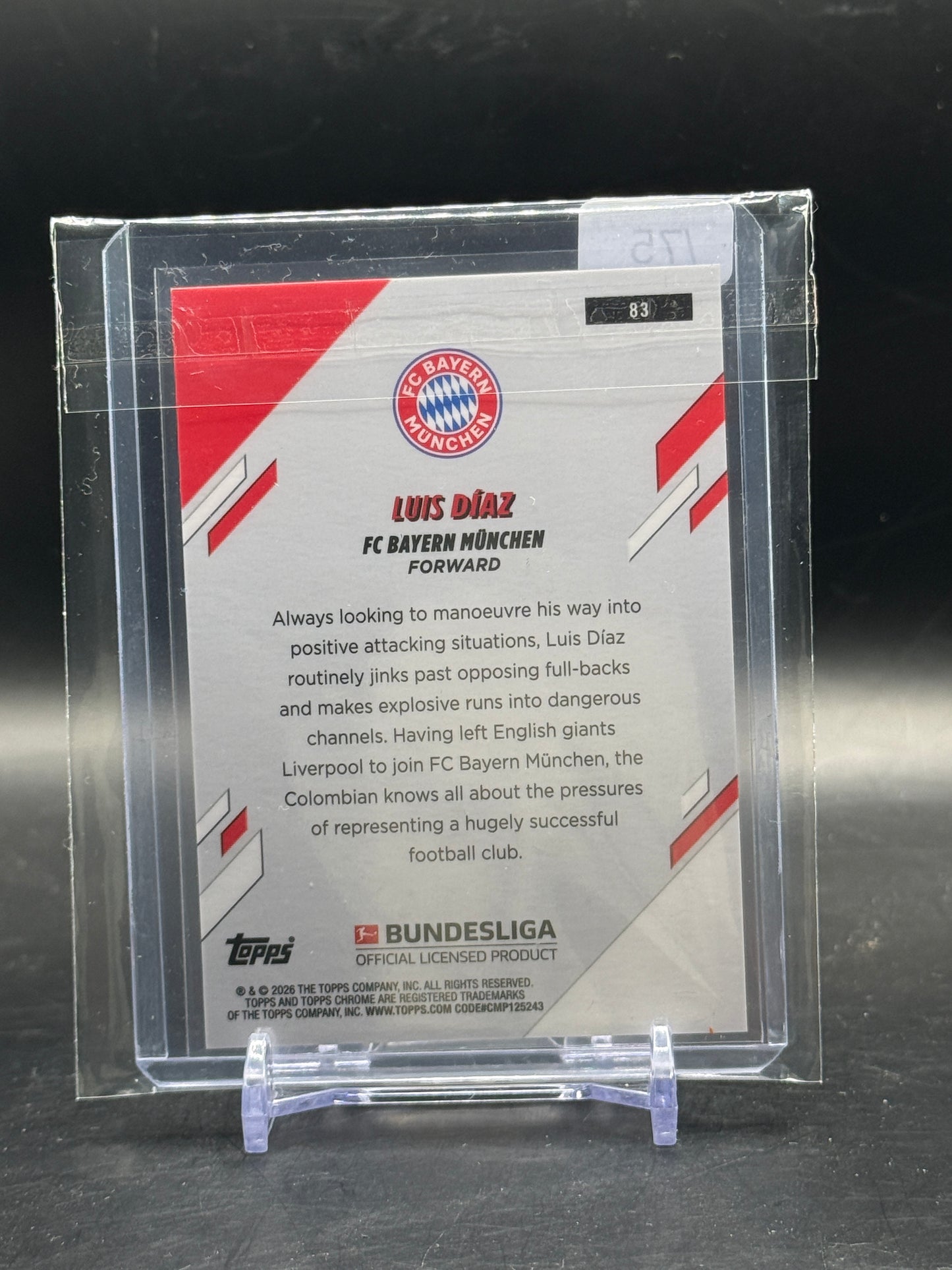 2025-26 Topps Chrome Bundesliga Luis Diaz FC Bayern München True Purple 64/75